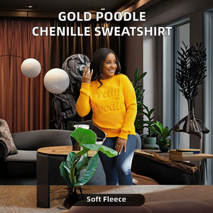 Sudadera de Invierno de Felpa Suave con Diseño de Poodle en Dorado, Mezcla Premium de Poliéster/Algodón, Cuello Redondo, Bordado Sigma Gamma Rho - Product Image 2