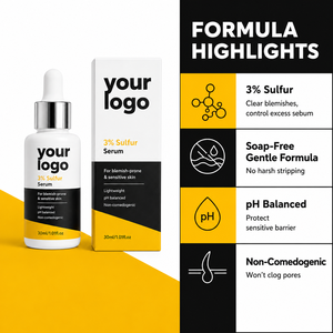 Sérum au soufre à 3 % pour peaux sensibles, soin anti-imperfections hydratant, lissant, anti-âge, apaisant les rougeurs, unifiant le teint, marque privée - Product Image 5