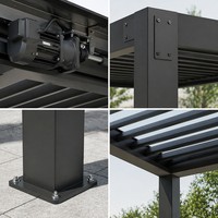 Pergola de jardin motorisée en aluminium avec lames orientables, parasol extérieur automatique télécommandé