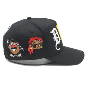 Özel tüm çapraz karmaşık tasarım işlemeli Logo ile özel 5 Panel pamuk beyzbol şapkaları - Product Image 3