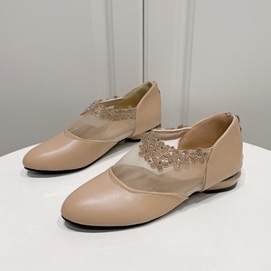 Zapatos Planos de Moda Transpirables con Pedrería y Punta Puntiaguda con Cremallera Trasera para Mujer, Elegantes Zapatos Planos de Tacón Bajo con Malla Calada para Otoño, Tallas Grandes - Product Image 6