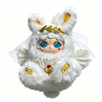 En stock, poupée en peluche Mengqi style ange sacré, voile blanc et bordure dorée, lapin en peluche, cadeau idéal pour les meilleurs amis