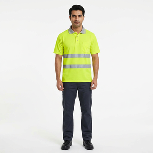 Polo de sécurité réfléchissant à manches courtes pour homme, neuf, haute visibilité, respirant, vêtements de travail, prêt à être expédié, pas cher - Product Image 1