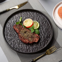 Assiettes en céramique de style japonais pour restaurant, assiettes à steak, assiettes à pâtes, assiettes profondes givrées, assiettes peu profondes, compatibles micro-ondes, modernes
