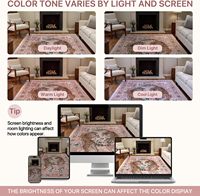 Rosa Botanischer Vintage Orientalischer Boho Tiger-Print Waschbarer Rutschfester Niedrigfloriger Teppich für Wohnzimmer Schlafzimmer Studentenwohnheim Heimdekoration