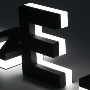 3D kim loại Backlit chữ tùy chỉnh dẫn đăng ký chiếu sáng kênh chữ Halo lit signage đen mặt whitelightbusiness Logo hiển thị - Product Image 1