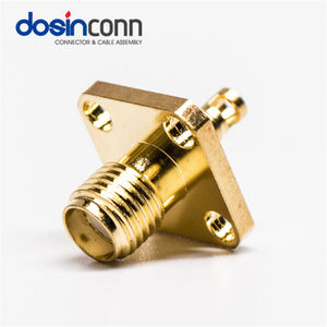 Connecteur SMA femelle droit 2 <span class=keywords><strong>4</strong></span> trous Bride carrée Plaqué or standard 3,5 mm Connecteur SMA pour antenne TV Câble <span class=keywords><strong>à</strong></span> <span class=keywords><strong>souder</strong></span> - Product Image 1