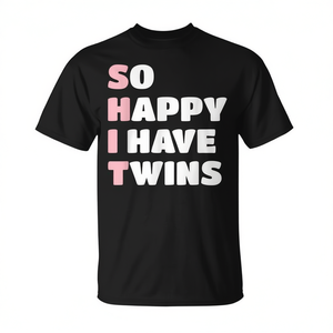 T-shirt rose « Heureusement que j'ai des jumelles » pour maman de jumelles, idéal pour la promotion - Product Image 2