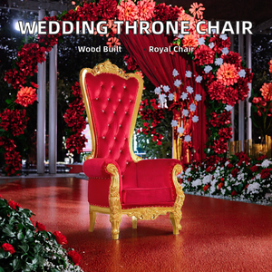 Fauteuils Trône Traditionnels Tuftés pour Location de Mariage, Tailles Queen et King, Rouge et Or, pour Salon - Vente en Gros - Product Image 2