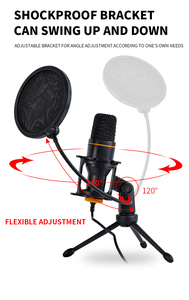 Micrófono de condensador de escritorio USB <span class=keywords><strong>con</strong></span> soporte de trípode Micrófono de transmisión de grabación de estudio <span class=keywords><strong>para</strong></span> <span class=keywords><strong>PC</strong></span> Computadora Mac ABS Cardioide <span class=keywords><strong>con</strong></span> cable - Product Image 6