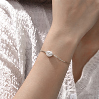Bracelet minimaliste CANNER en argent S925, bijoux simples avec perles d'eau douce, chaîne fine en forme de trombone, breloques en perles, cadeaux