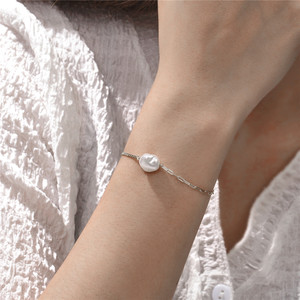 CANNER Minimalist S925 <b>Silver</b> <b>Bracelet</b> Simple Freshwater Pearl Jewelry Cute Thin Paperclip Chain Pearl <b>Charms</b> <b>Bracelet</b> Gifts - Product Image 4