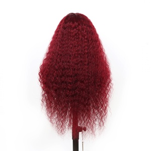 Parrucche in Capelli Umani con Pizzo 13x4 per Donne, Ricci Acqua Colorati 99j Borgogna, <span class=keywords><strong>Parrucca</strong></span> HD con Pizzo 13x6, Onda Profonda <span class=keywords><strong>Rossa</strong></span> Colorata - Product Image 2