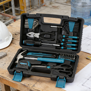 39-Piece Household Hardware Combination <b>Tool</b> <b>Set</b> Manual Toolbox Hard Case Carbon Steel <b>Hand</b>-Powered for Home Use Cross-Border - Product Image 4