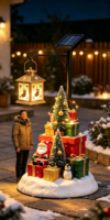 Lanterne solaire de Noël de 2 m, décorative, en forme de Père Noël ou de pingouin, pour l'extérieur, jardin, statue de fête pour parc, centre commercial, exposition