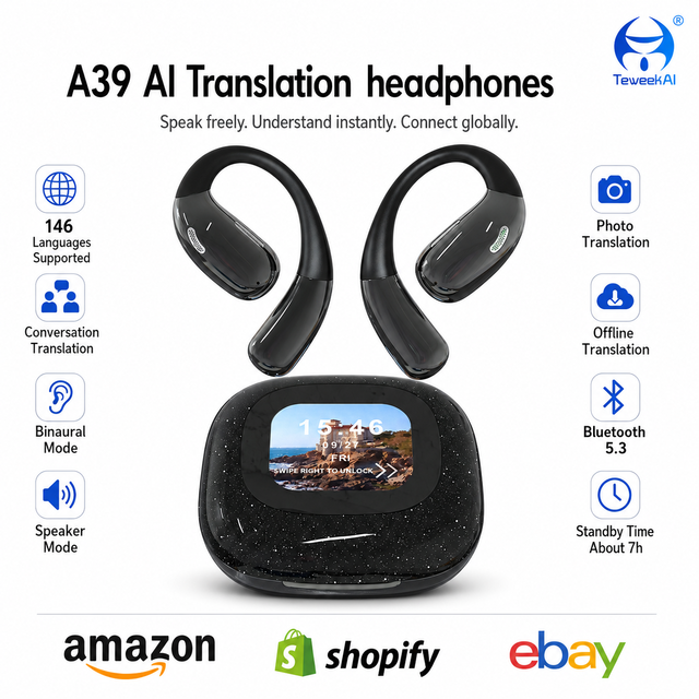 A39 AI Translator Earbuds Supports 146 Languages Real Time Two Way Voice Wireless Headphones Global Business New