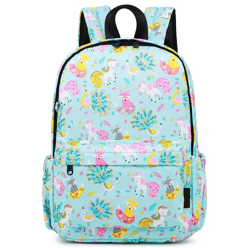 Manufacturer Custom Cute Colourful Cartoon Flower Print Patterned Small For Boys Girls Kids Toddler School Bag Backpack
