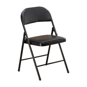 Chaise de jardin en acier Vente en gros Chaises pliantes bon marché empilables d'extérieur en acier noir pour événements Chaise pliante - Product Image 1