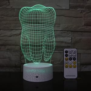 Diseño de dientes Lámpara 3D Luz de noche LED Crack Touch Base con lámpara de diseño de dientes <span class=keywords><strong>RC</strong></span> para dentista Dropshipping Fábrica al por mayor - Product Image 4