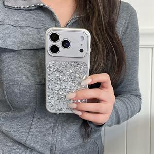 Étuis de téléphone portable luxueux brillants et électro-plaqués pour femmes pour 14/15/16/17 Pro Max <span class=keywords><strong>Coque</strong></span> scintillante - Product Image 4