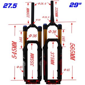 MTB xe đạp phía trước ngã ba 27.5 "29" núi Xe đạp treo ER 30mm 39.8mm Khả năng phục hồi không khí thông qua trục 15*110 Giảm Xóc Nhôm - Product Image 6