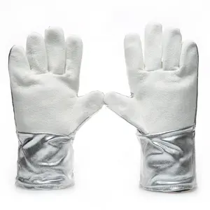 CASTONG Resisting 350 Degree Centigrade Meta-aramid Felt And Aluminum Foil Heat Insulated Aluminized Gloves For Industrial Oven