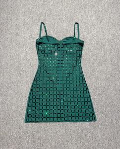 SB3546 <span class=keywords><strong>Mini</strong></span> Abito da Donna alla Moda con Spalline Sottili, Vestito da Festa Trasparente in <span class=keywords><strong>Rete</strong></span> con Perline di Cristallo per Night Club - Product Image 4