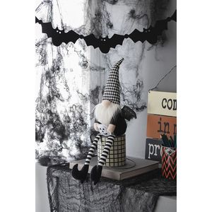 DB Juego de 2 4,3x3,5x23,5 \ "Gnomo negro con alas y sombrero a cuadros blanco y negro Sentado Decoraciones de Halloween - Product Image 3