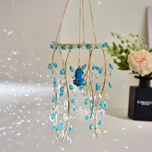 Carillon éolien en pierre brute de cristal naturel, ornement suspendu, attrape-soleil en branche de saule, décoration moderne pour jardin et fenêtre de Noël - Product Image 3