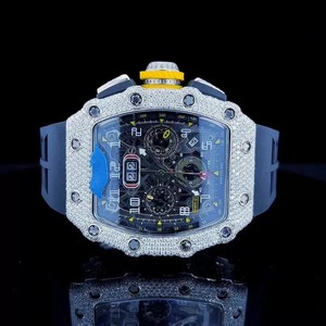 Hoàn toàn đá sang trọng của nam giới cơ khí vvs moissanite kim cương đồng hồ thanh lịch thép không gỉ thời trang kinh doanh kính quay số tiêu chuẩn - Product Image 1