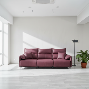 Sofá Reclinable Modular Grande y Moderno de Cuero Genuino para Sala de Estar, Tres Plazas, Extensible, con Funciones de Masaje y Refrigeración - Product Image 1