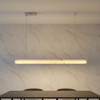 Lustre en marbre naturel à prisme lumineux pour plafond haut, idéal pour restaurant, villa, bar – Suspension longue à motif lumineux