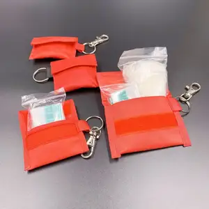 MM-CPR007 One-way Válvula Cpr Shields saco de nylon Emergency Survival Keychain Kit Breathing Barrier para First Aid Rescue