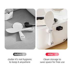 Support mural pour ustensiles de cuisine blanc ou noir, support en plastique pour cuillère à riz, gadgets de cuisine - Product Image 4