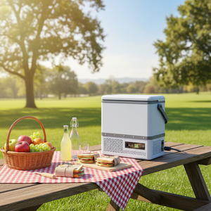 Camping Outdoor Cooler <b>Box</b> 12L Refrigerator Compressor Portable <b>Freezer</b> Car Cooler Fridge Camping Solar Energy with Battery - Product Image 1