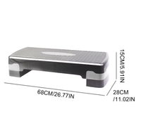 Plataforma de Step Ajustable de 68 cm de ABS para Ejercicios Aeróbicos en Casa y Desarrollo Muscular, Incluye Dos Elevadores