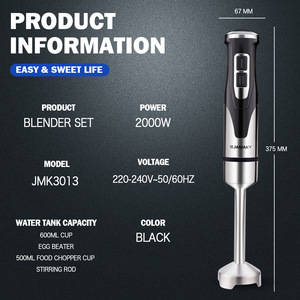 Moderno Juego de Licuadora de 2000W con Varilla Mezcladora Desmontable de Acero Inoxidable SS304 y un Juego Completo de Accesorios para Licuar - Product Image 4