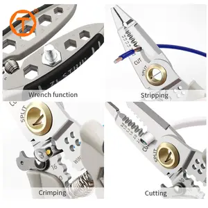 Custom Logo Multifunctional Insulated Long Nose Electric Cable Stripping Wire Stripper Plier Tools