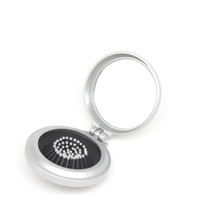 Pettine per capelli in plastica pettine tascabile tondo pieghevole vintage con specchio - Product Image 6