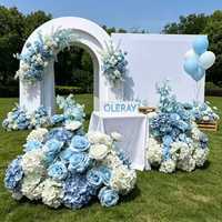 Rangkaian Bunga Artifisial Baru Biru Putih Hydrangea Mawar Dekorasi Pusat Meja Pernikahan Latar Belakang Pernikahan Grosir Kustom