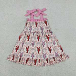 ชุดฤดูร้อนปักลายปูสีชมพูสำหรับเด็กผู้หญิง GSSO3299 RTS Little active girl ขายส่งชุดเด็กผู้หญิงแขนกุด - Product Image 6