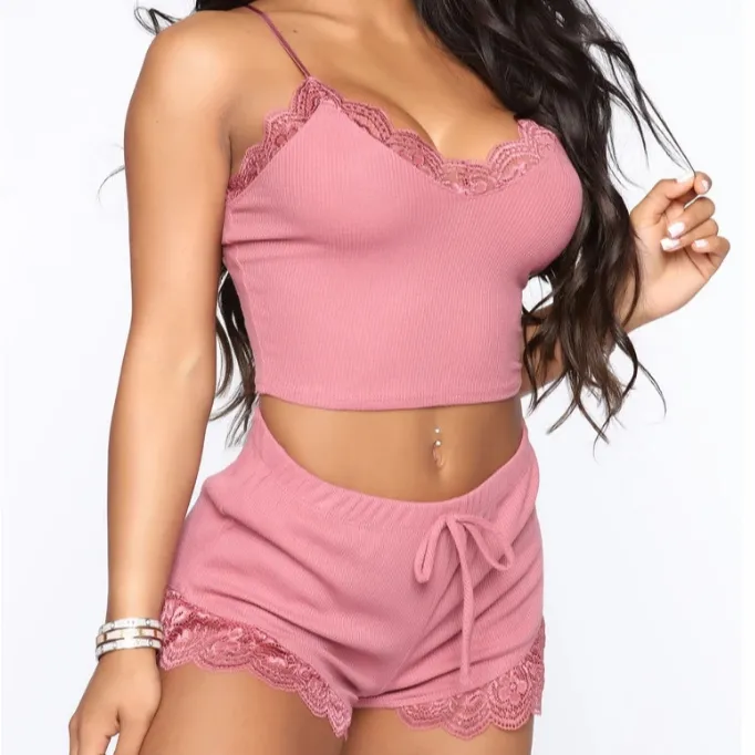 YCH European and American fashion trend sexy fun suit casual vest shorts lace two-piece underwear
