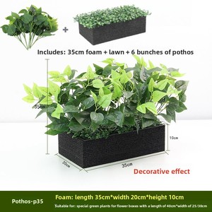 กระถางปลูกต้นไม้ประดับตกแต่งรูปทรงรางดอกไม้ พร้อมต้นหัวไชเท้าพลาสติกสีเขียวประดิษฐ์  ดอกไม้ประดิษฐ์ตกแต่ง  ชุดต้นไม้จำลอง - Product Image 6