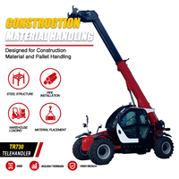 Chariot télescopique diesel 3 tonnes 3000 kg, hauteur de levage 7 m, 4x4, certifié CE, Euro 5, pour agriculture et construction
