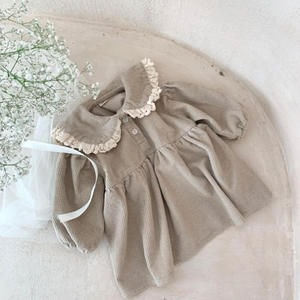 Abiti in Velluto a Coste per Bambine OEM ODM, Vestiti per Neonati a Maniche Lunghe, Abito Elegante con Pizzo per Bambine - Product Image 6