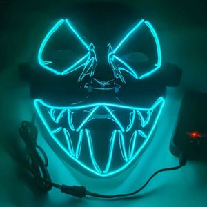 Disfraz de Halloween con <span class=keywords><strong>purga</strong></span> LED, disfraz de Cosplay EL alambre, máscara brillante para fiesta y Noche de Festival - Product Image 6