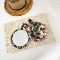 Miroir de maquillage portable rond en forme de lapin, créatif et tendance, style Instagram, motif acétate, pour salle de bain