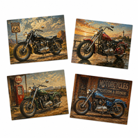Affiches et impressions peintes à la main pour les passionnés de peinture à l'huile, thème moto rouge, décoration intérieure, cadeau unique