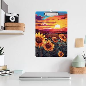 Acrylic <strong>Folder</strong> <strong>Clipboard</strong> A4/Letter Size <strong>Cute</strong> Design Sunflowers Sunset Decorative for Teachers Nurses Doctors Students Kids - Product Image 6