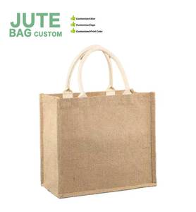 Sacs fourre-tout en jute personnalisés avec logo imprimé et motif lettres, avec poignées et <span class=keywords><strong>fermeture</strong></span> épaule, grande capacité, vente en gros - Product Image 1